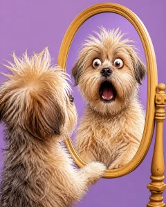 A dog realizing it's overdue for a haircut