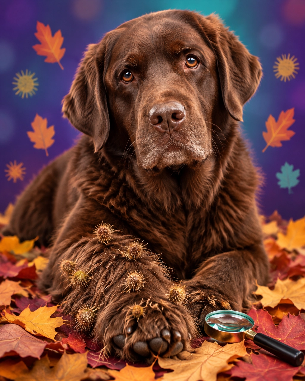 McKinney mobile dog groomer checking grass burrs from a large Labrador’s paws