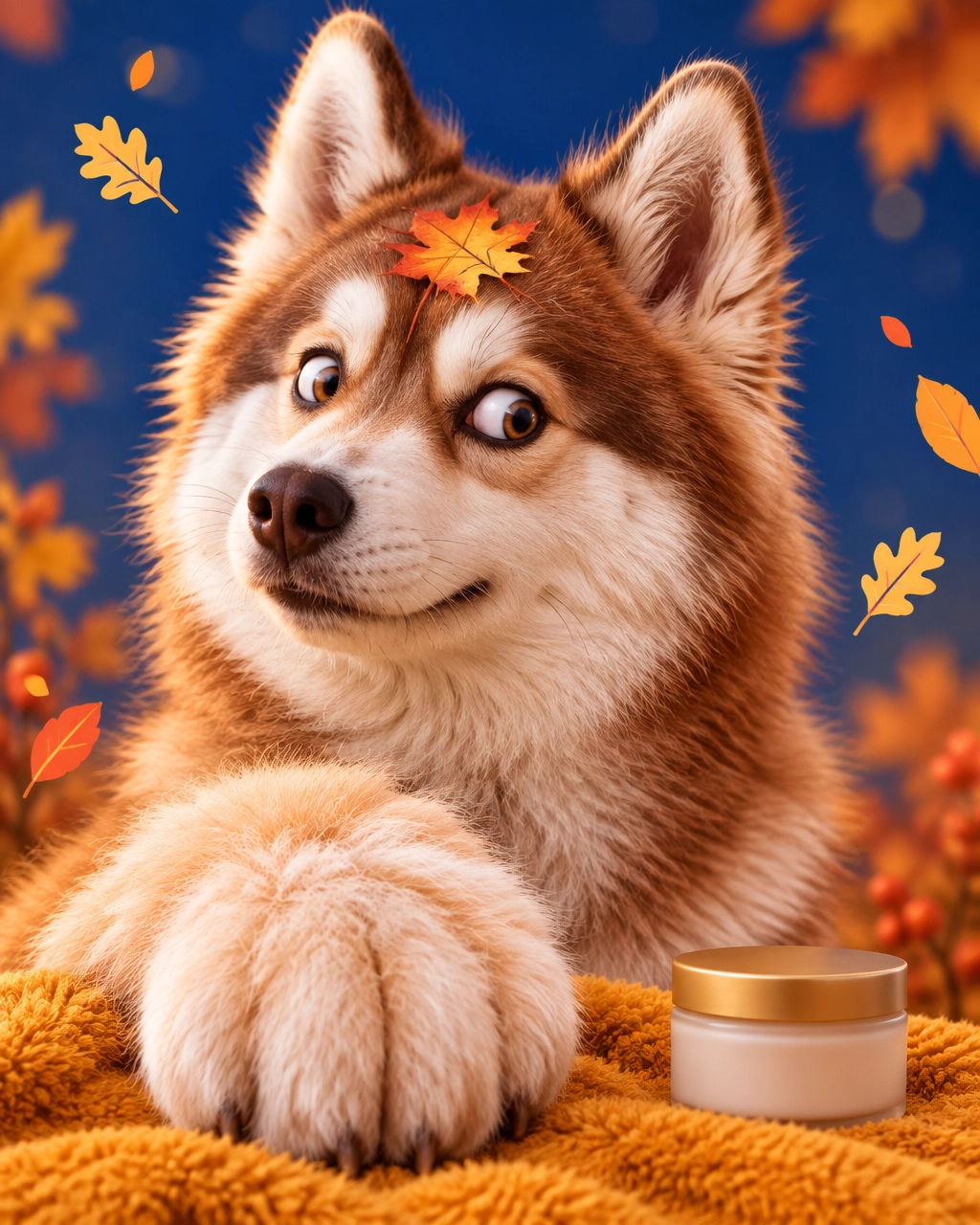 McKinney mobile dog groomer with a surprised husky checking its fall coat and paws